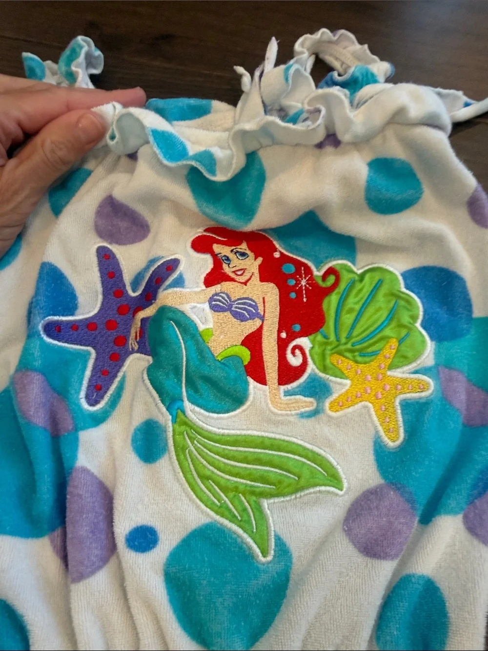 Disney Little Mermaid Terry Hooded Romper Size 5/6 - C34-087